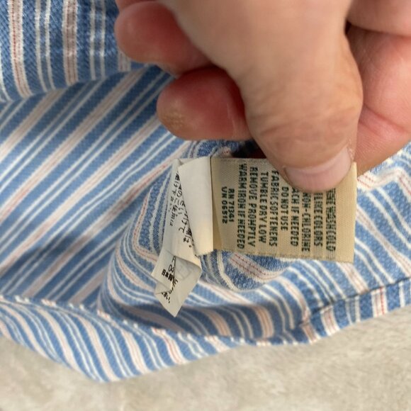 L.L. Bean Mens Shirt XL Blue Striped Short Sleeve Button-Down Slightly Fitted XL - Picture 10 of 13